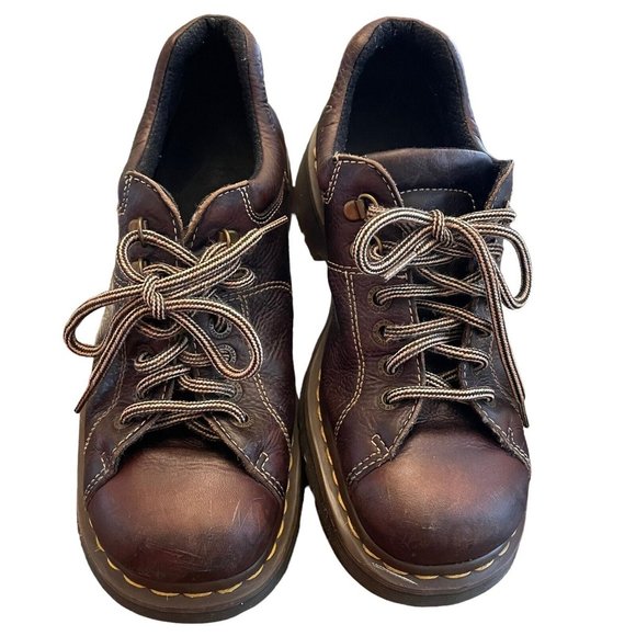 Dr Martens 6 Eye Chunky Oxford Brown Leather 12312 Shoes Doc Mens 11 Y2K 90s main image 5